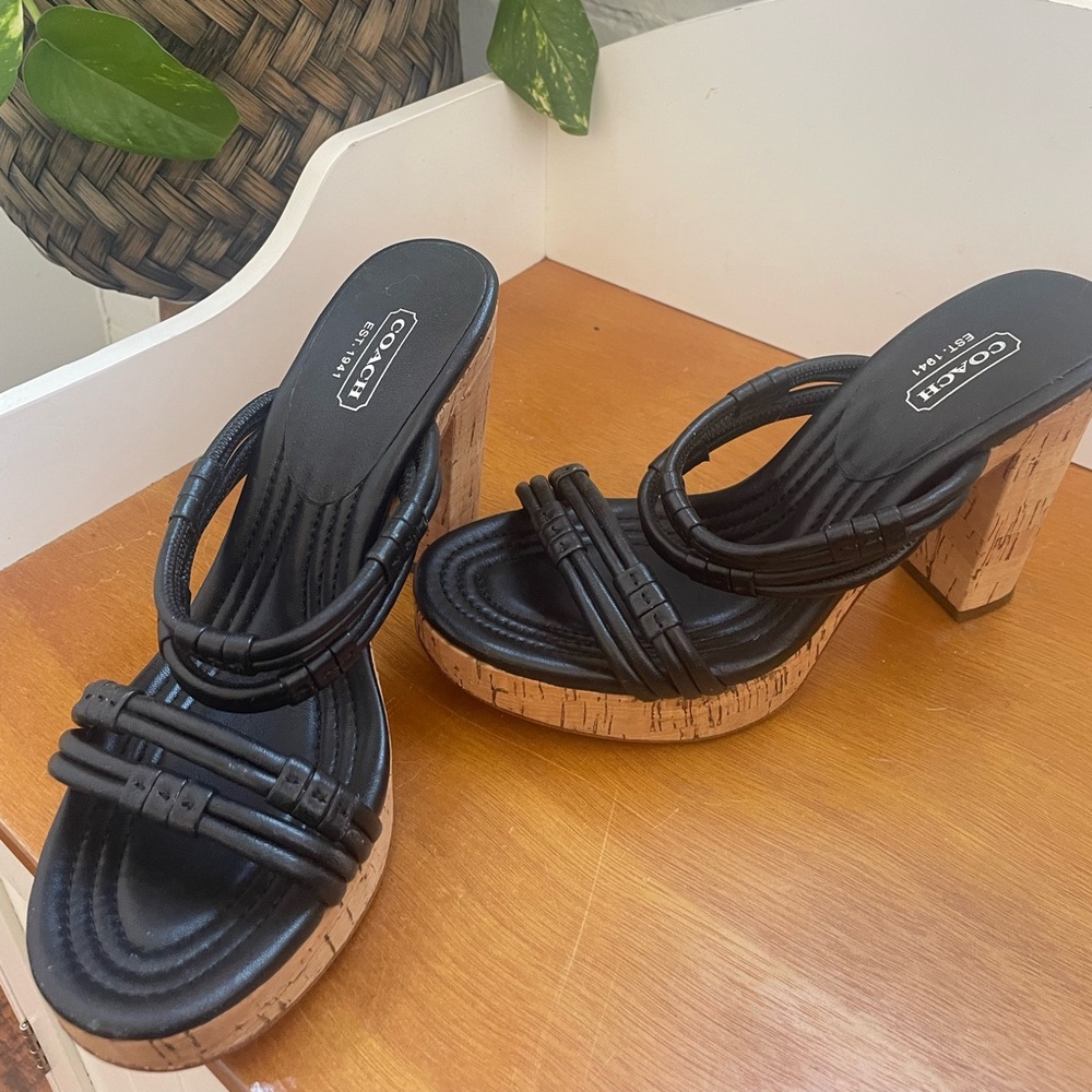 Y2K Sandals Coach Genuine Leather and Cork Jasleen sandals